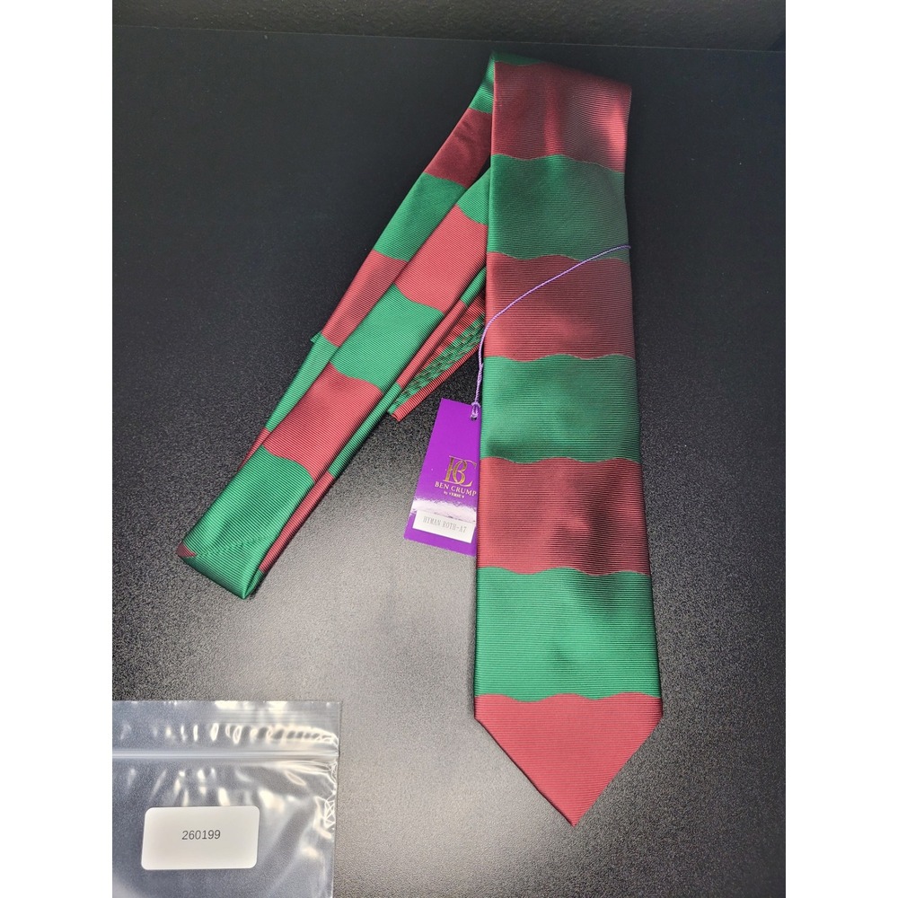 Ben Crump by Verse 9 Tie Pocket Square Set Green Burgundy Wavy Stripe Silk NWT - Picture 5 of 5